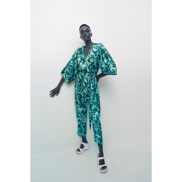 Zara Paisley Floral Print Tie Waist Pants Jumpsuit (NWT) - Picture 3 of 10